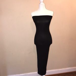 Black Fitted Solid Maxi Dress